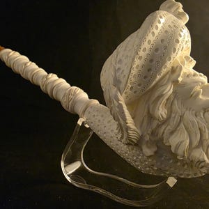 Extra Large Pirate Captain Meerschaum Pipe Hand Carved Block Meerschaum Skull Hat Collectible Tobacco Pipe