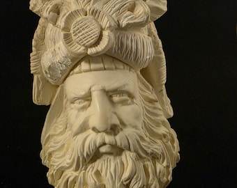 Magnifica pipa Suleiman in schiuma di mare di grandi dimensioni – Intaglio a mano di qualità museale