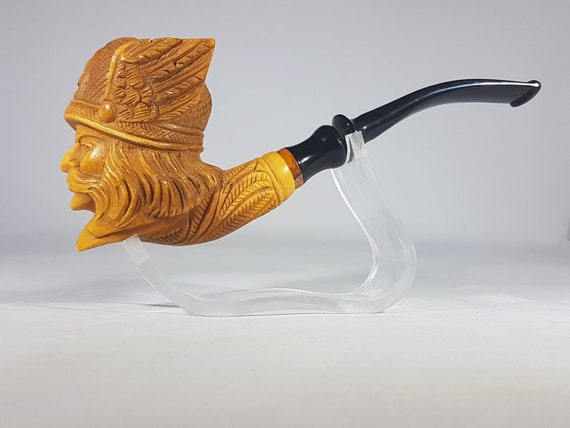 Genuine Small Block Meerschaum Tobacco Pipe With Case Hand Carved Claw Egg