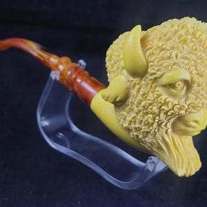Buffalo hand carvedmeerschaum pipe, block meerschaum,Turkish meerschaum, Special meerschaum pipe design