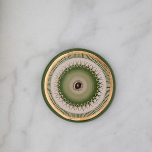 GREEN | Handmade Gold Decorated Ceramic Evil Eye | The Eye Wall Hanging | MEDIUM | 14cm (5,5'')