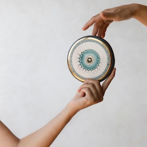 Handmade Gold Decorated Ceramic Evil Eye | Wall Hanging | MEDIUM 14cm (5,5 inches)