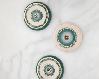 Set of 3 - Mini Size Handmade Ceramic Eyes / TURQUOISE MIX / Wall Hanging
