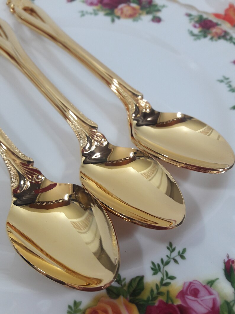 Gold Flatware Iced Tea Spoons Dessert Spoons By National Etsy