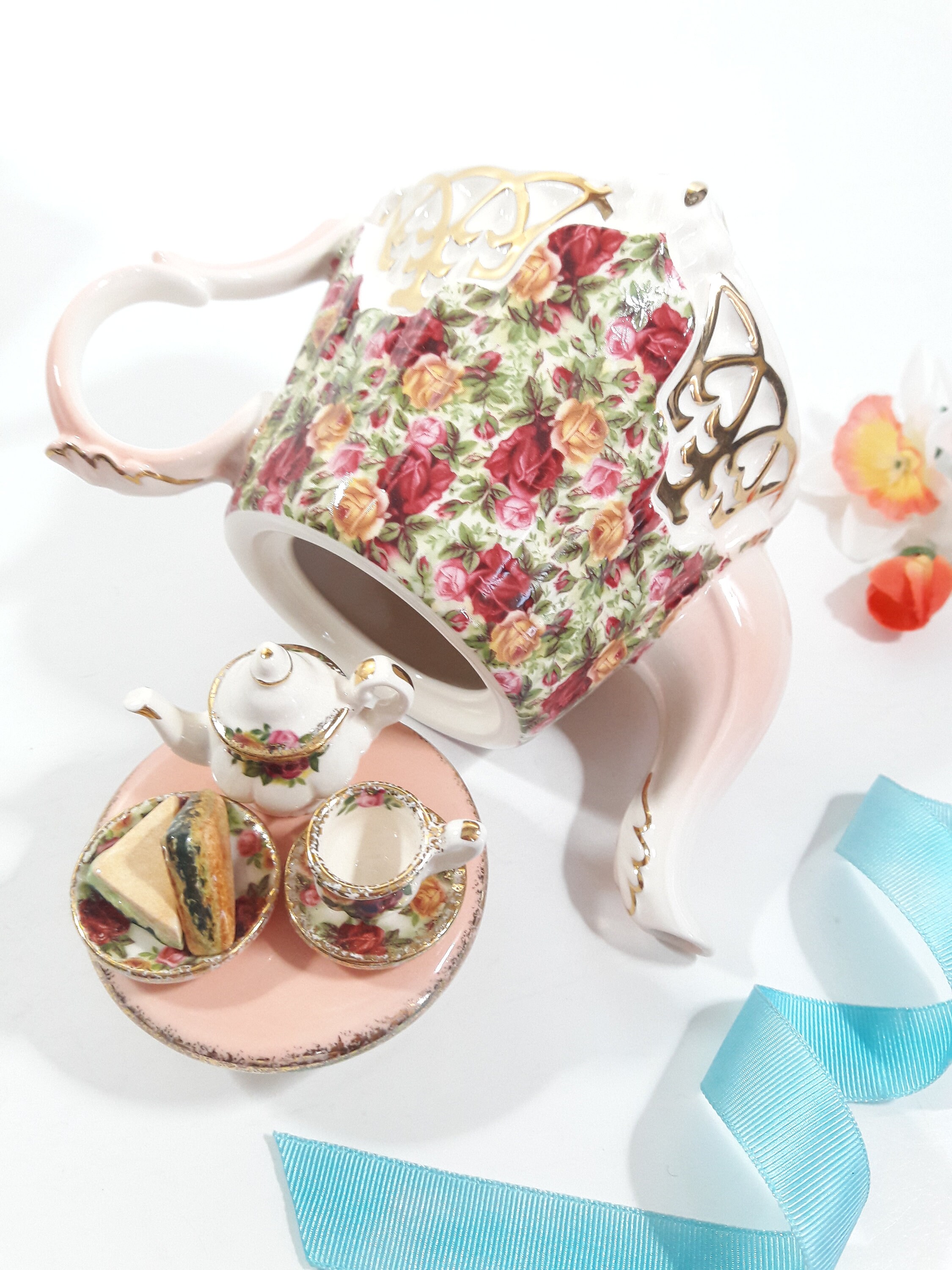 Royal Albert Old Country Roses Chintz Teapot Earthenware Etsy