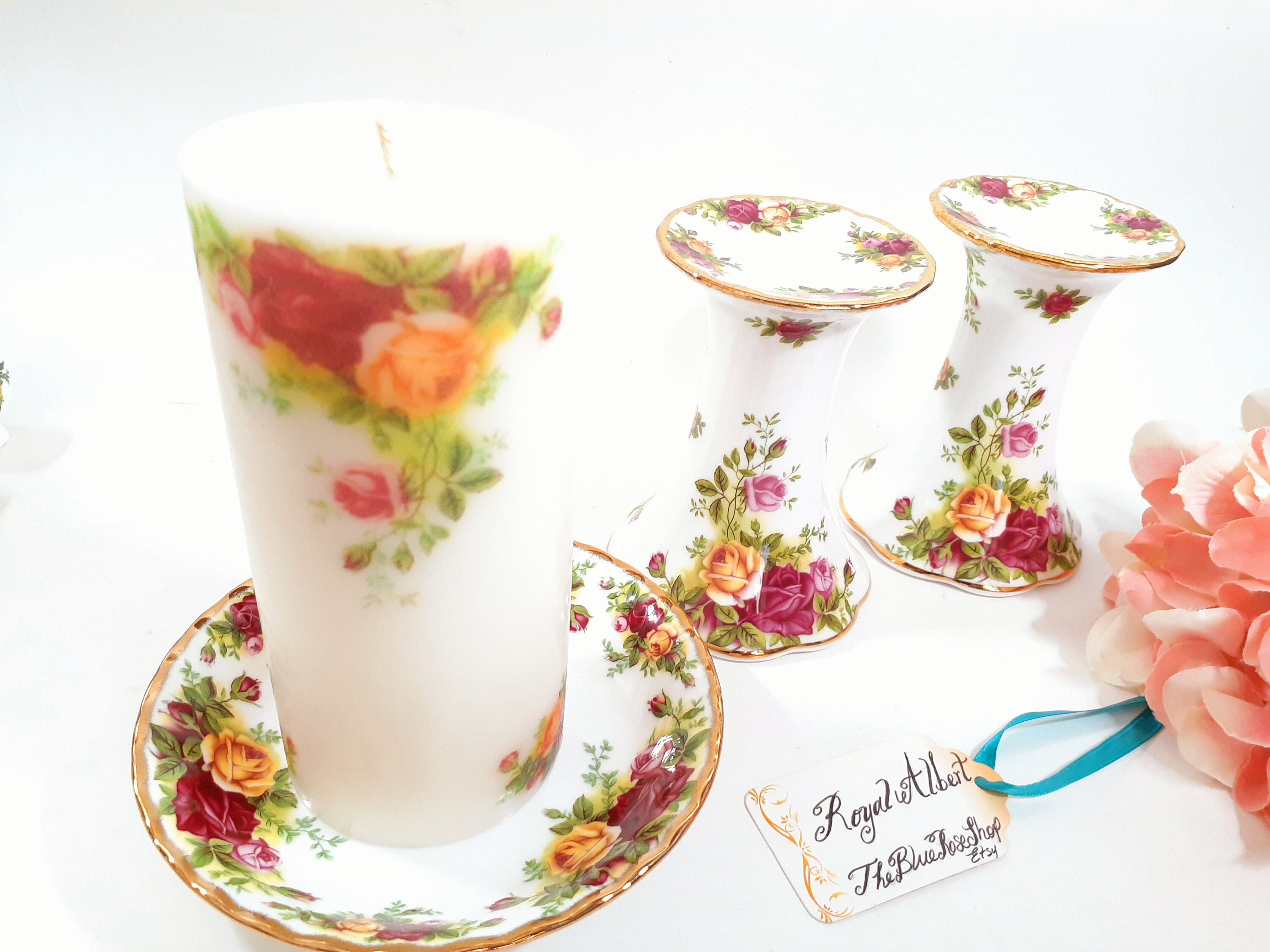 Royal Albert Old Country Roses Candle Saucer Candle Stick Etsy