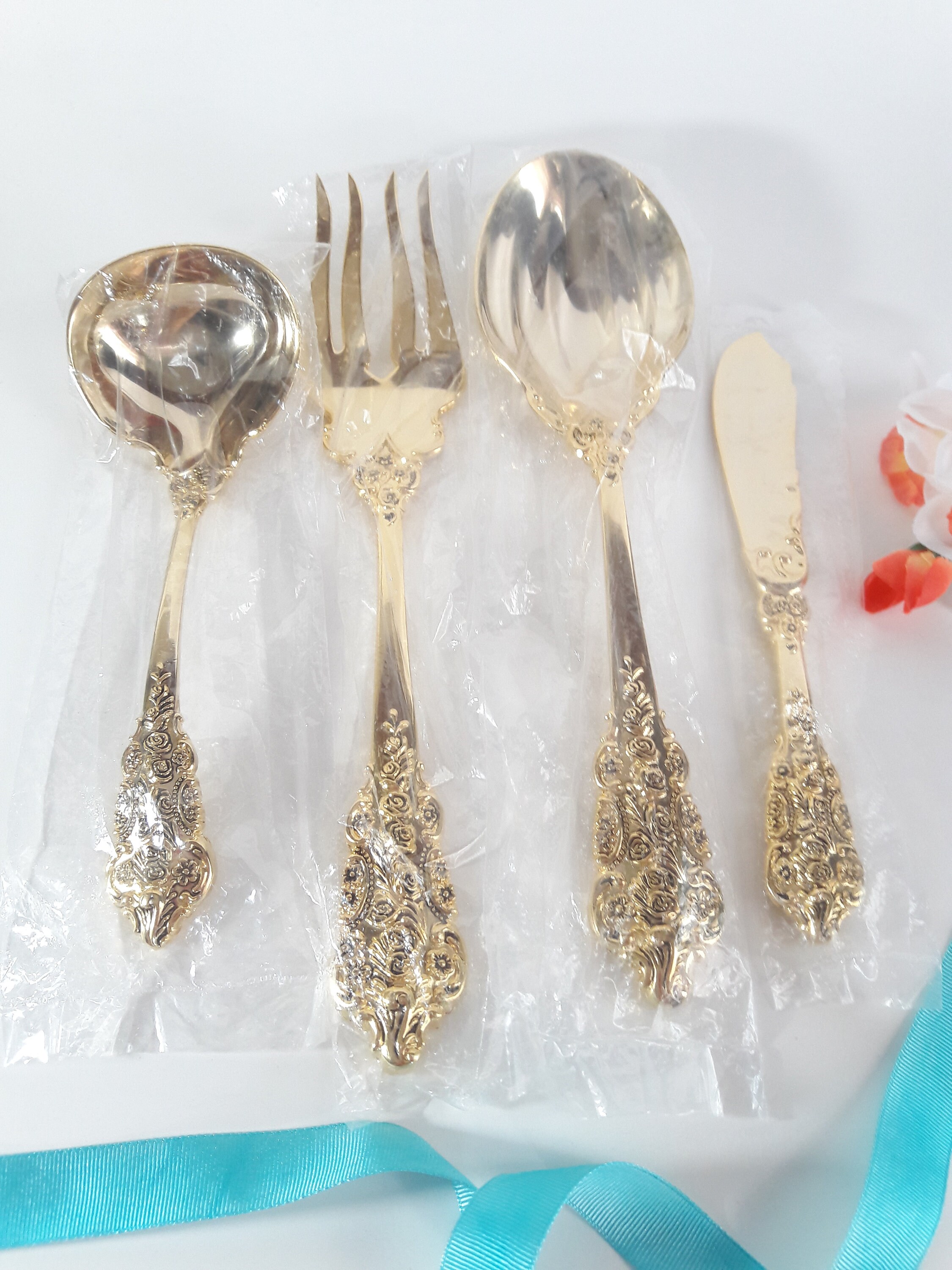 NEW44 Pcs Gold Flatware & Hostess Gold Plated Rogers Grande Etsy