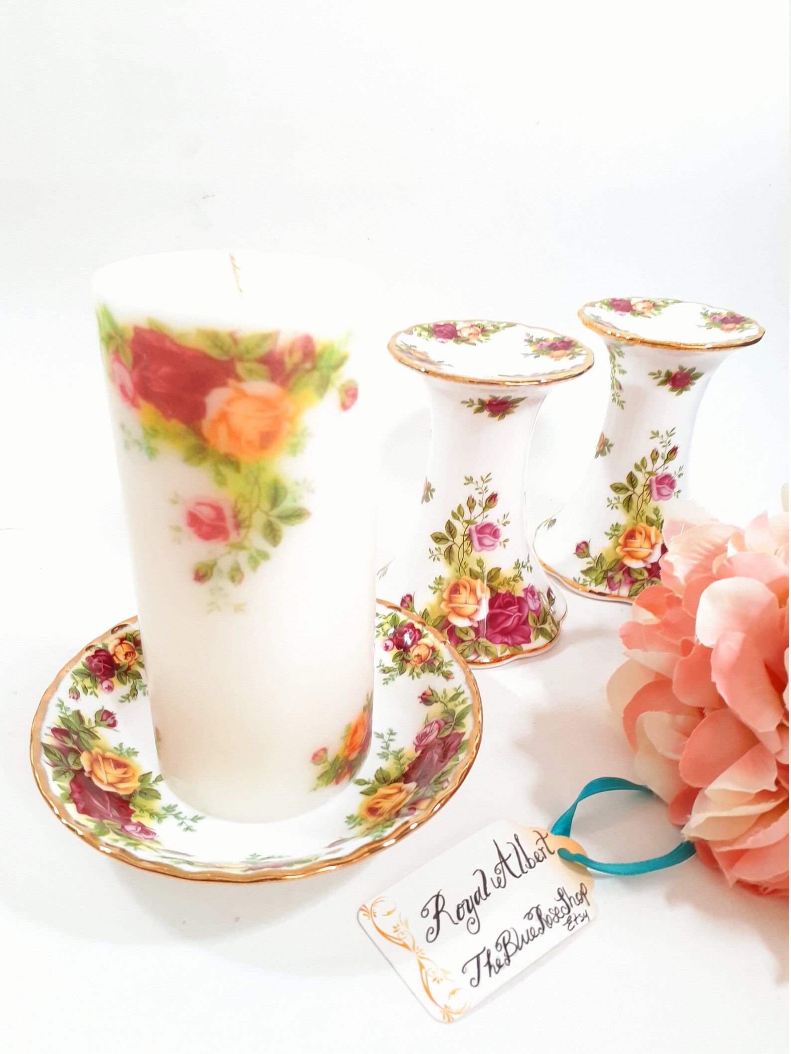 Royal Albert Old Country Roses Candle Saucer Candle Stick Etsy