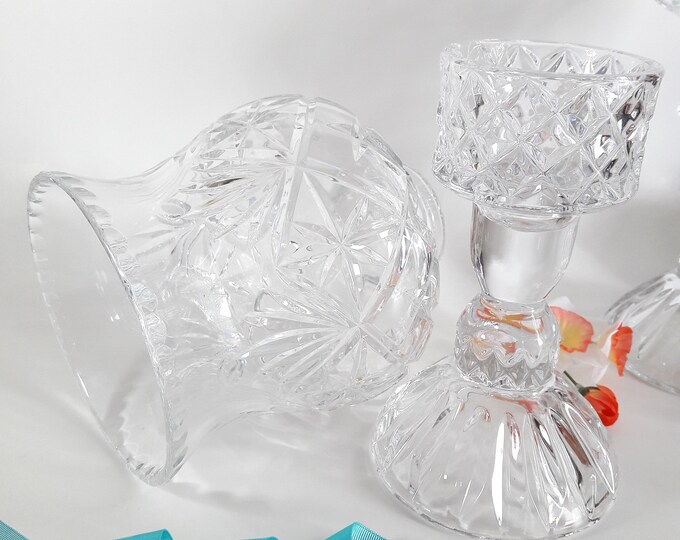 Crystal Hurricane Lamp Candle Holder Candle Light Bridal Decor Etsy