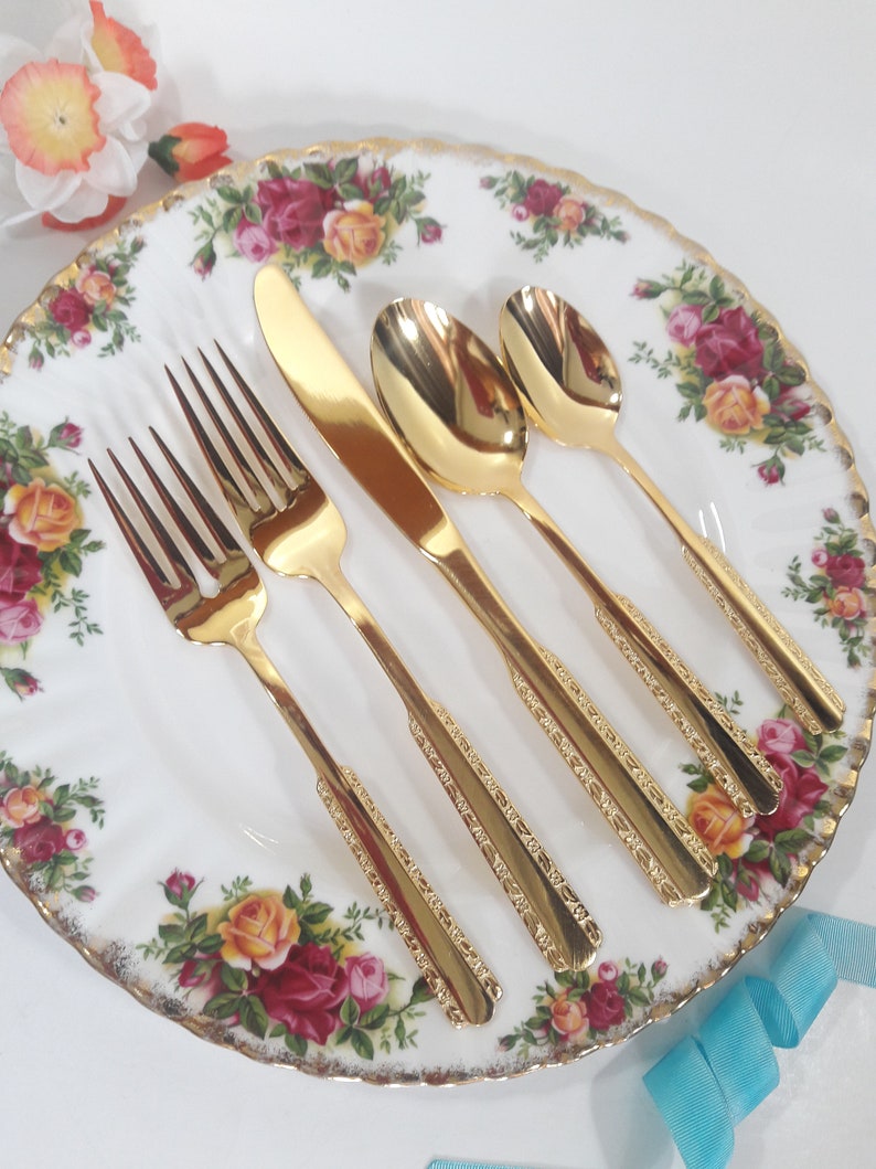 NEW20Pcs Gold Flatware Rogers By Stanley Roberts Princess Etsy