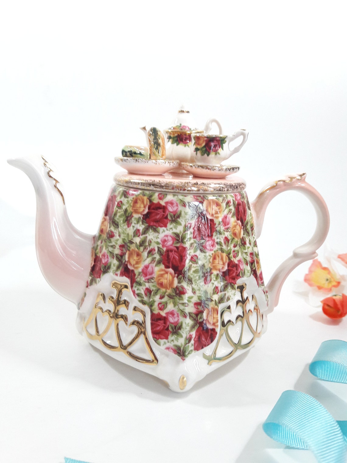 Royal Albert Old Country Roses Chintz Teapot Earthenware Etsy