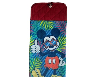 Mickey Mouse Hanging Kitchen Towel, Disney Double-sided Hanging Hand Towel, Potholder Towel with Button Closure, Summer Oven Door Towel