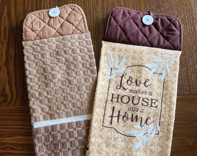 Home Hanging Kitchen Towels, Pot Holder Towel With Button Closure, Home