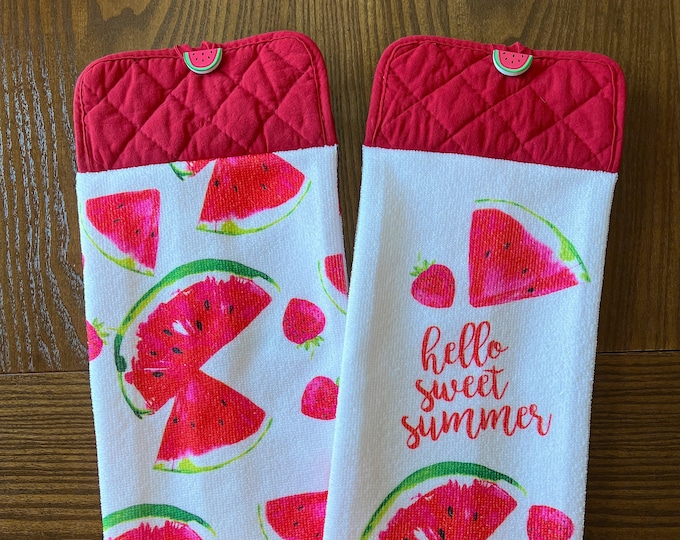 Watermelon Hanging Kitchen Towels, Pot Holder Towel With Button Closure