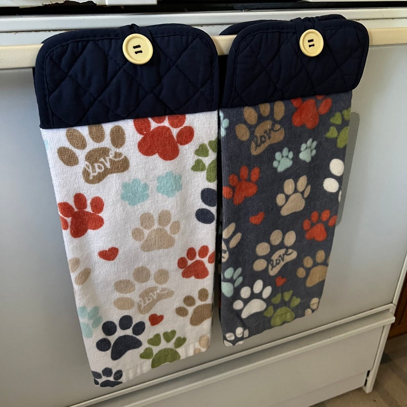 Hanging Kitchen Towels With Paw Prints Pot Holder Towel With Etsy
