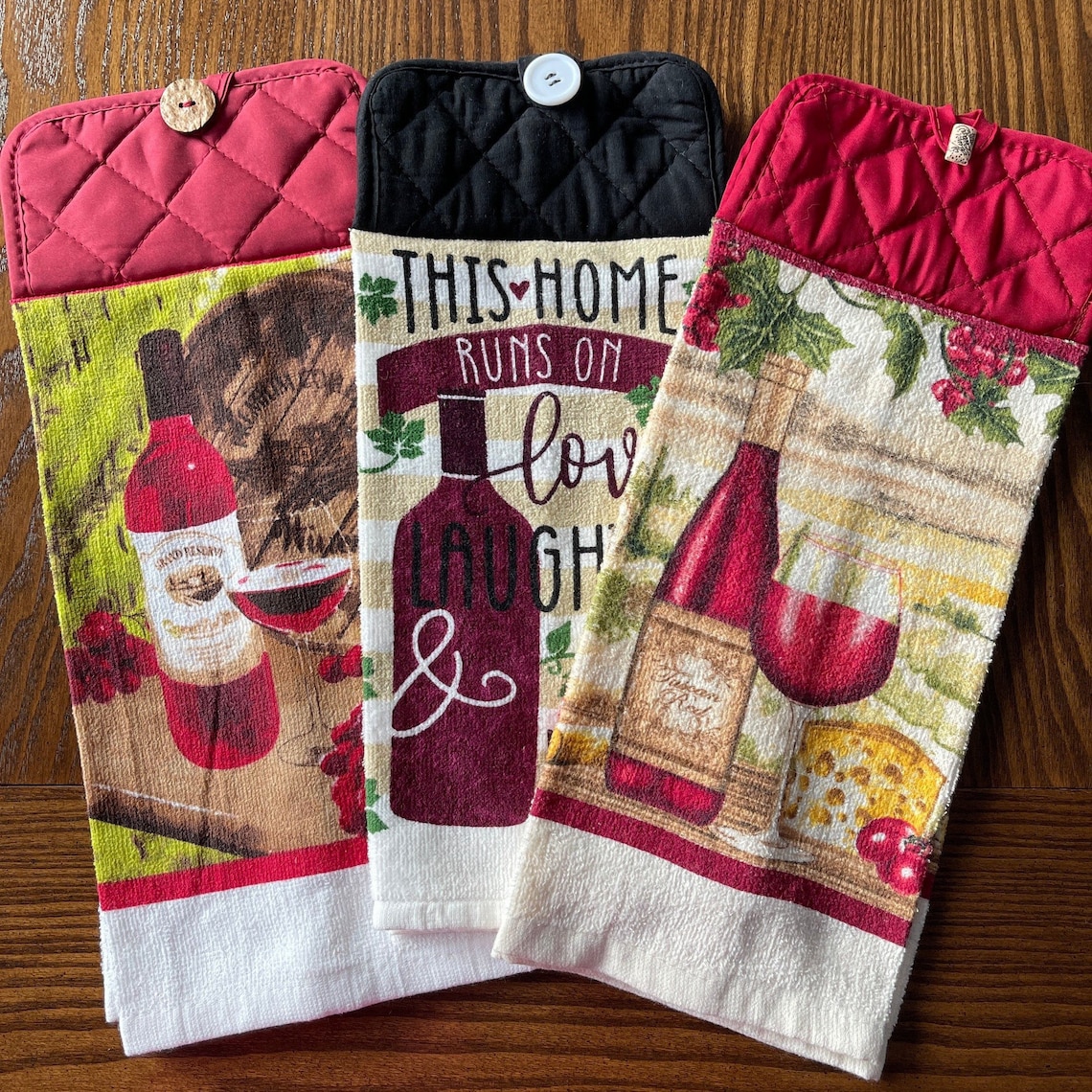 Wine Hanging Towels Vino Kitchen Towel Double Layer Towel Etsy