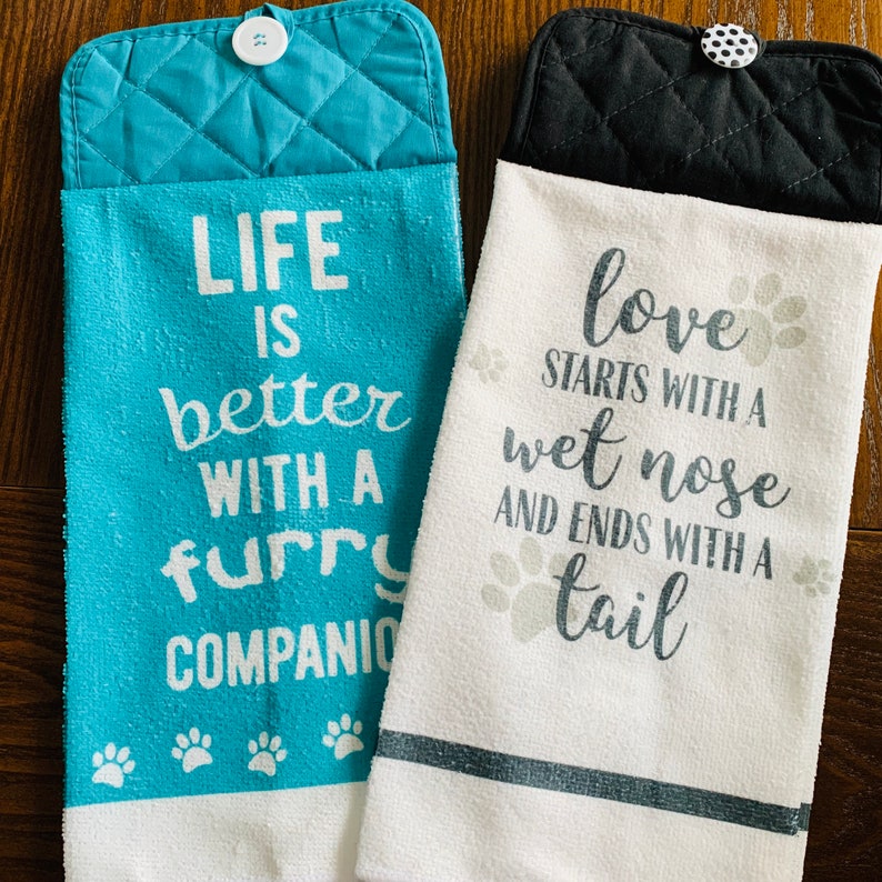 Paw Print Hanging Towel Double Layer Kitchen Towel With Sewn Etsy