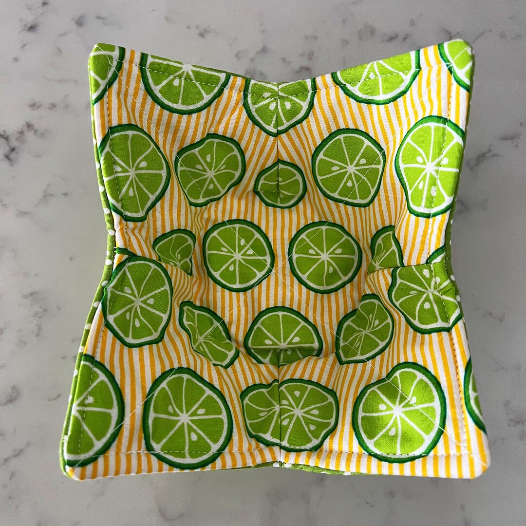 Limes Microwave Bowl Cozy Lime Slices Quilted Cotton Etsy