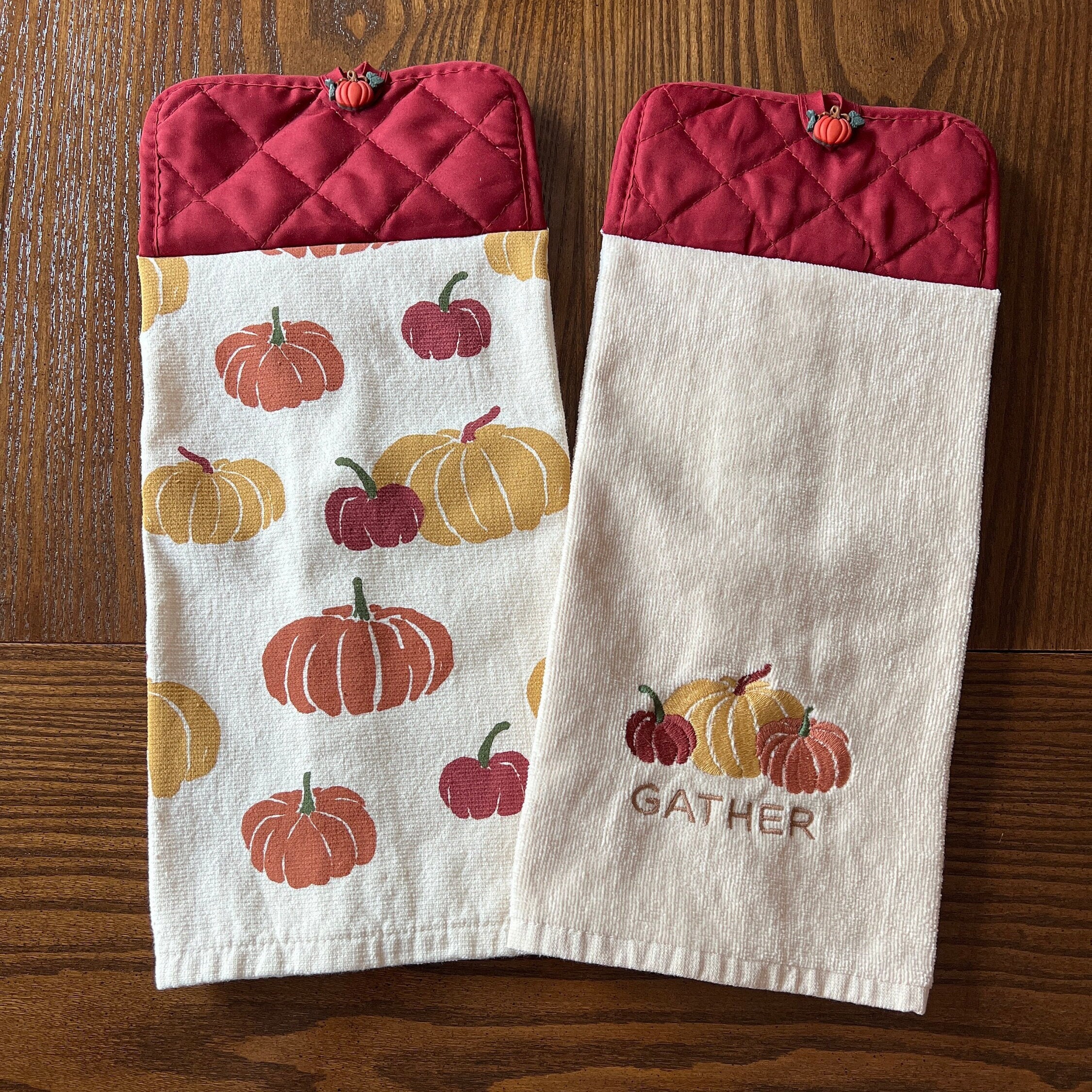 Fall Hanging Kitchen Towels, Pot Holder Towel with Button Closure, Autumn  Kitchen Dish Towels with Hanger, Double-sided Autumn Towels