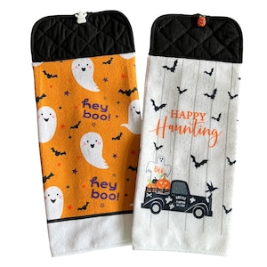 Halloween Hanging Kitchen Towel: Ghosts or Haunted Truck Decor