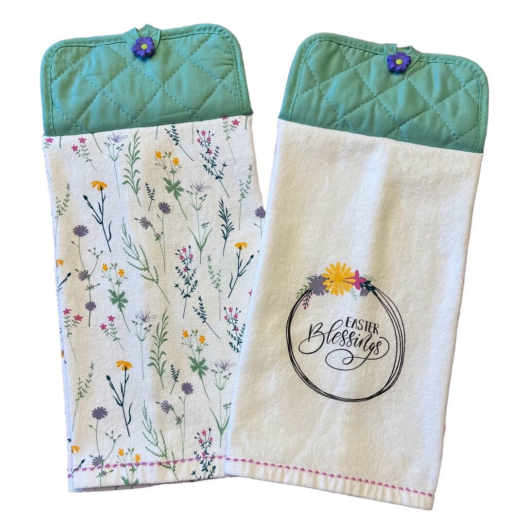 Easter Blessings Kitchen Hanging Towels, Double-sided Hanging Dish Towels, Pot Holder Top Towels ...