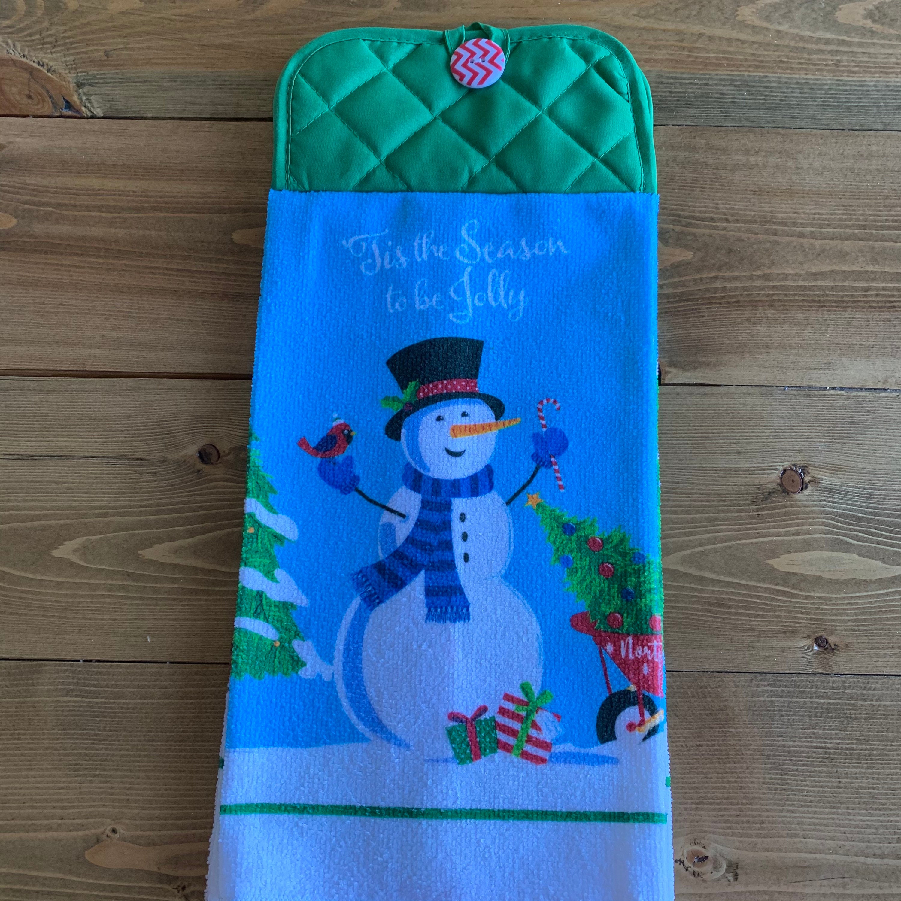 Christmas Hanging Towel Snowman Dish Towel Buffalo Plaid | Etsy