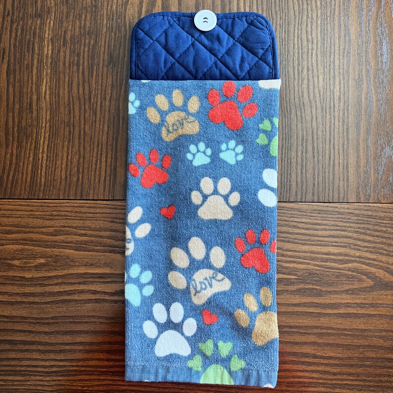 Hanging Kitchen Towels With Paw Prints Pot Holder Top Towel Etsy
