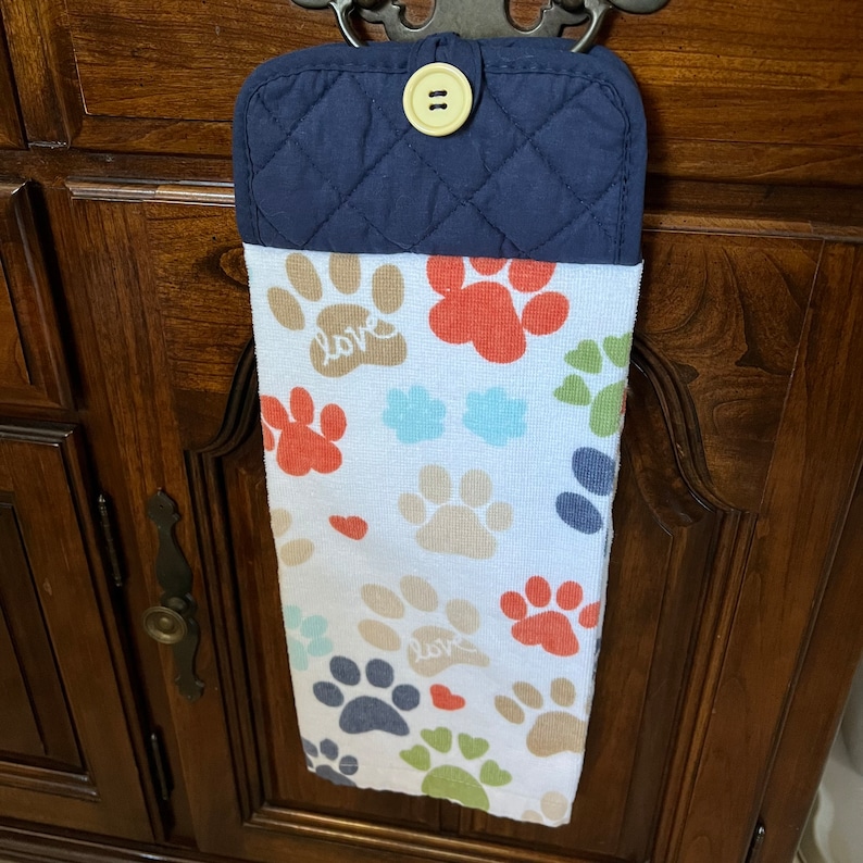 Hanging Kitchen Towels With Paw Prints Pot Holder Towel With Etsy
