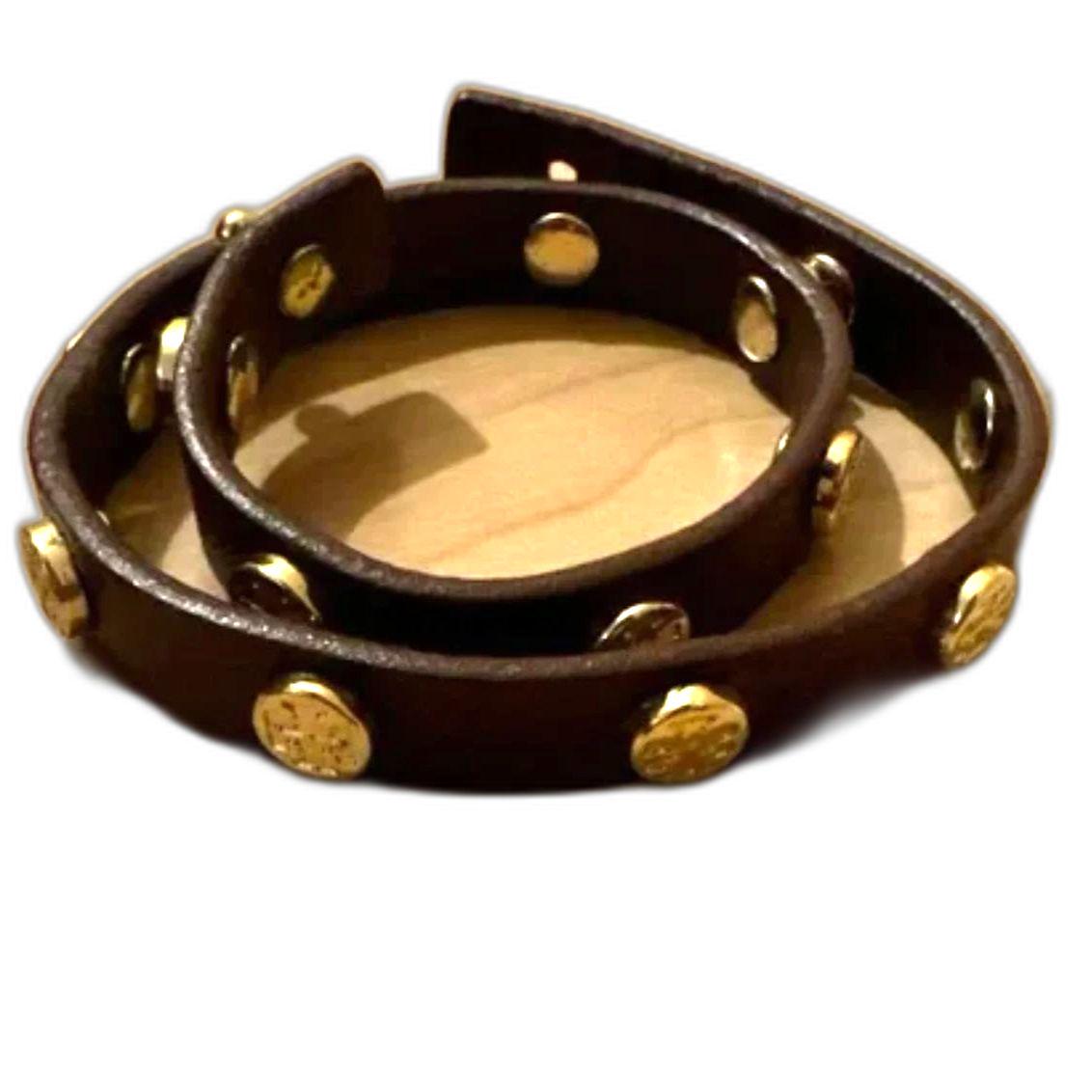 Tory Burch Brown Leather Wrap Bracelet with Gold Accents Tory Burch Tan Leather Wrap Bracelet with Gold Accents main image 3