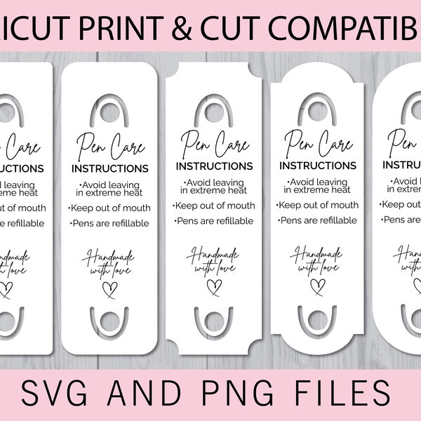 Epoxy Pen Holder SVG Cards | Care Card Instructions | Display Bundle | SVG PNG Instant Download