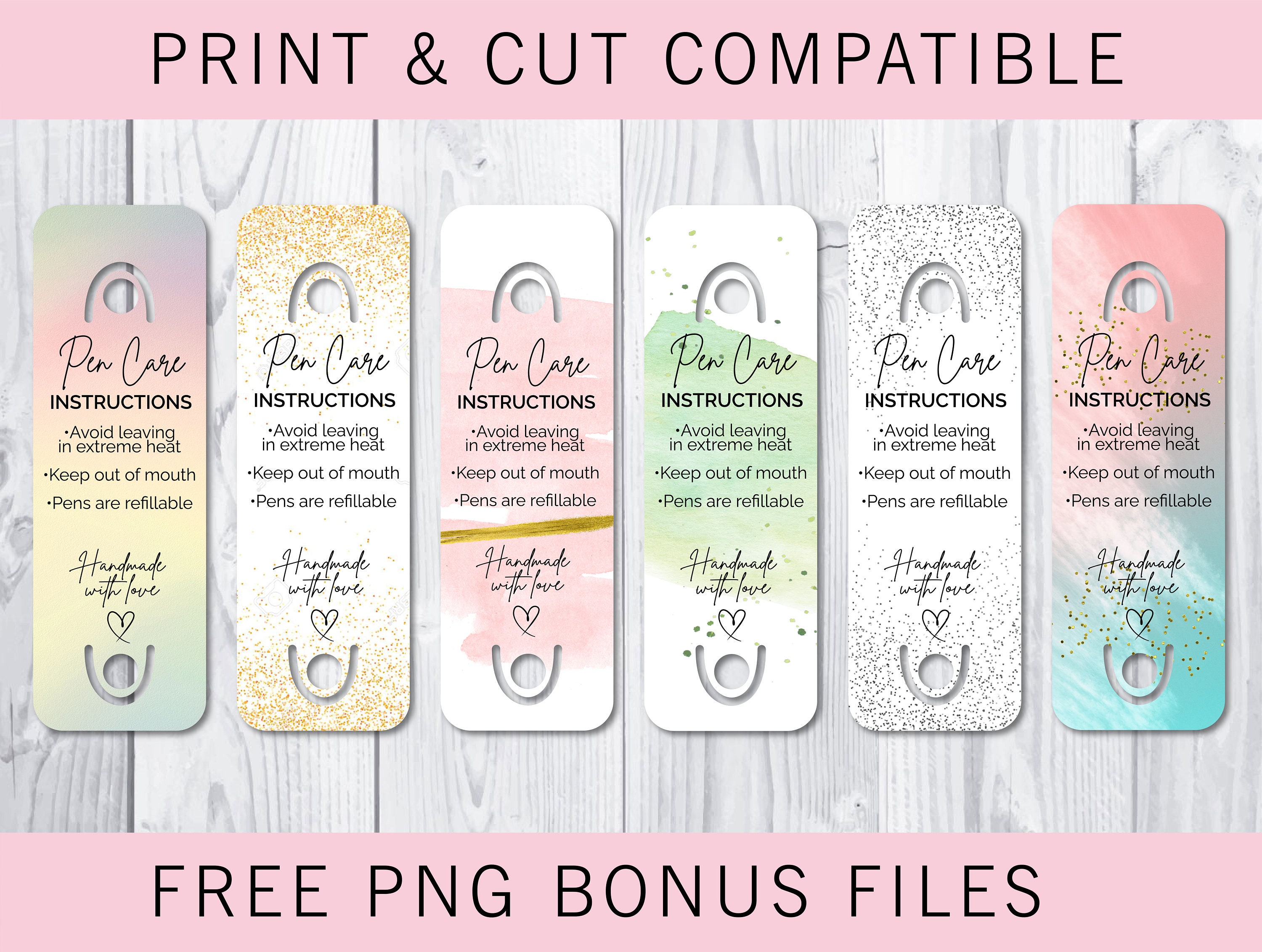 Epoxy Pen Holder SVG Cards Care Card Instructions Display Etsy Australia