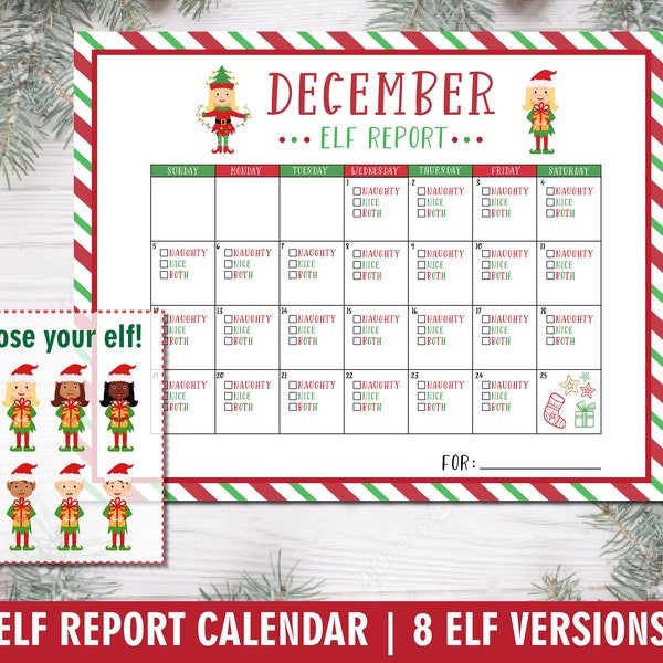 Elf Report Printable | Elf Calendar 2021 Printable | Elf Report Card Letter to Santa | December 2021 | Inclusive Kids Elf