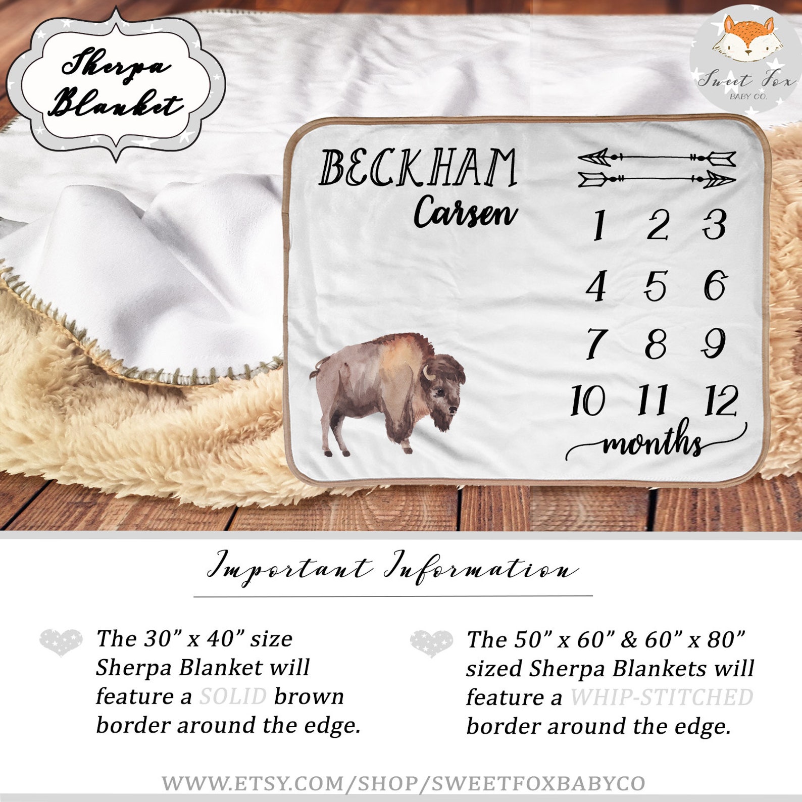 Buffalo Baby Blanket / Buffalo Nursery Decor Boy / Woodland Etsy