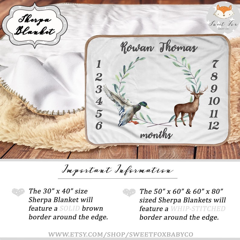 Woodland Milestone Blanket Boy / Duck Baby Blanket / Deer Baby Etsy