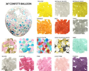 5 - 36" Confetti Balloon - Pick Your Confetti Colors - Giant Confetti Balloon - Party Confetti Balloons (set of 5)