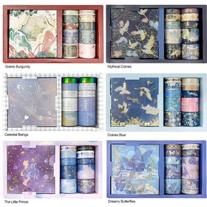 Bandes Washi en feuille d'or et feuilles d'autocollants Washi dans une boîte cadeau | Ensemble de bandes Washi | Ensemble d’autocollants Washi | Ensemble de bandes Washi métalliques