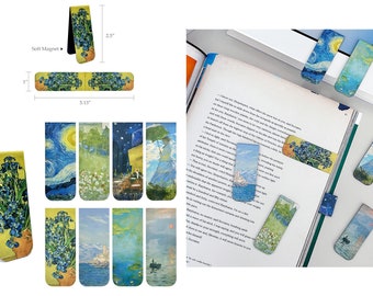 8 Famous Artist Magnetic Bookmark Set Vincent Van Gogh Bookmark Monet Bookmark Magnet Page Marker Magnet Bookmark
