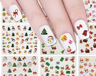 Christmas Nail Art Holiday Nail Stickers | Kung Fu Santa Nail Decals | Reindeer Nail Art | Snowflake Nails