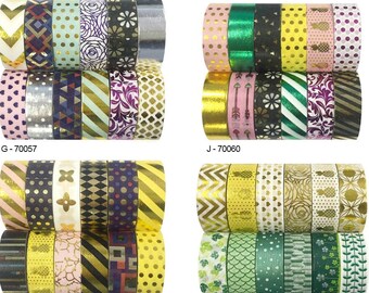 Set of 12 Metallic Foil Washi Tapes | Foil Washi Tape Set | Washi Tape Set | Washi Set