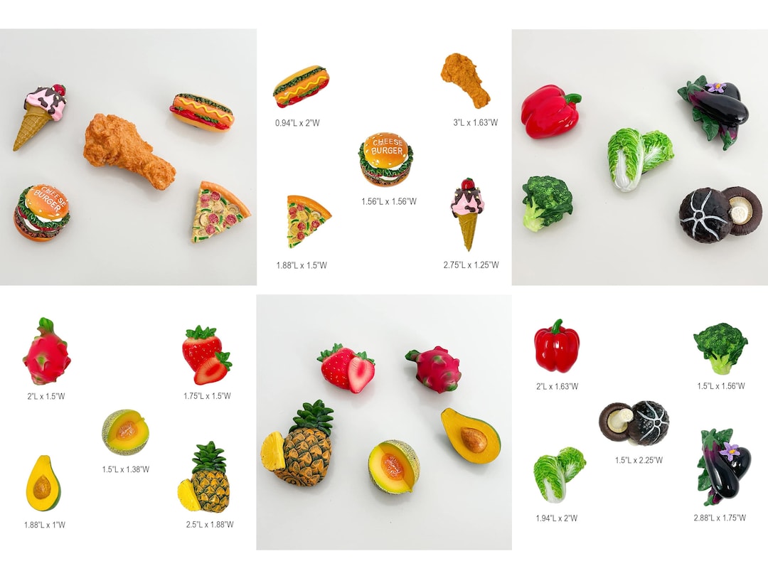 5 Fruits & Vegetables Refrigerator Magnet 3D Resin Food Magnets Fridge ...