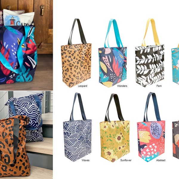Zipper Tote Foldable Tote Eco Friendly Fold Up Bag Foldable Bag Zipper Bag Washable Reusable Bag Zip Up Tote Grocery Tote Shopping Bag