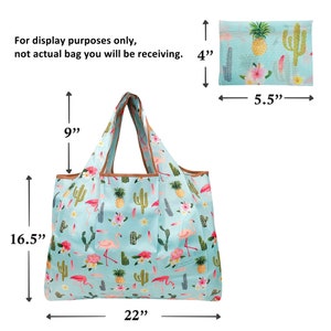 Set of 5 Eco Foldable Shopping Bags Reusable Grocery Totes Foldable Totes Eco-Friendly Shopping Totes Market Totes Shoulder Bags image 3
