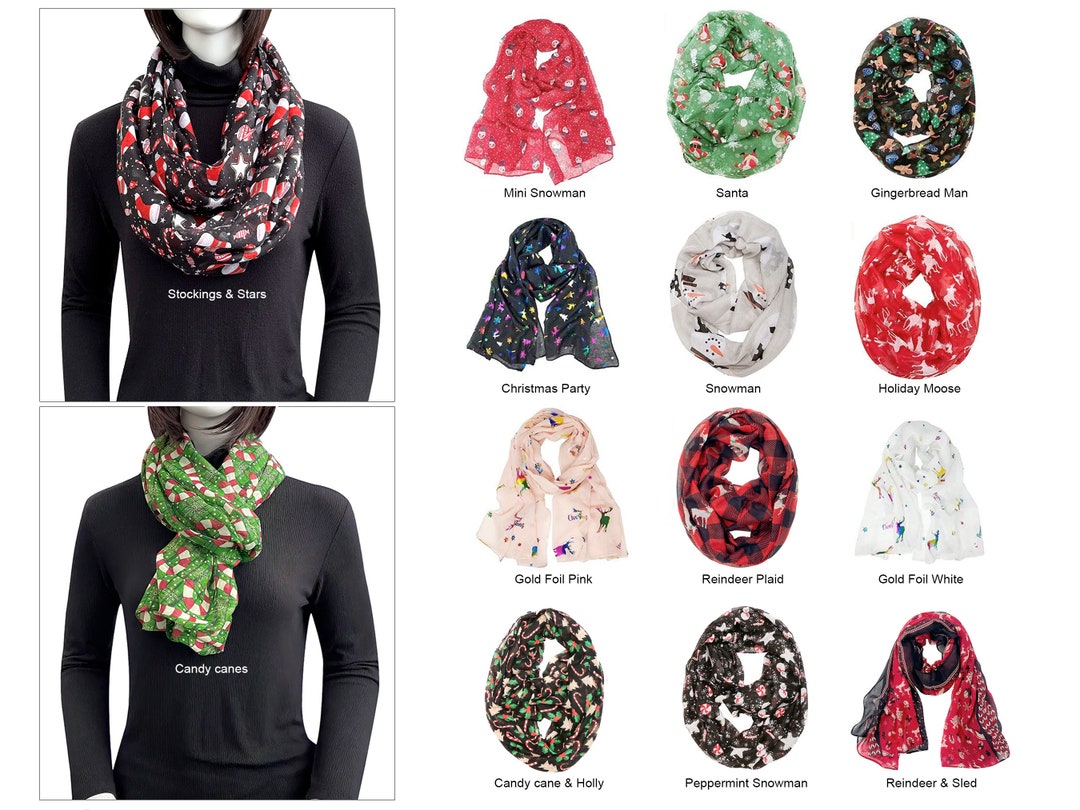 Christmas Scarf Holiday Scarf Christmas Lightweight Scarf Winter Scarf ...