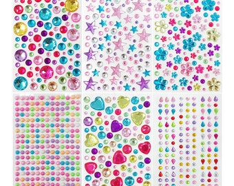 Gem Sticker Rhinestone Acrylic Self Adhesive Crystal 3D Gem Crystal Stickers Rhinestone Stickers Jewel Stickers Jewel Stickers Large Gems