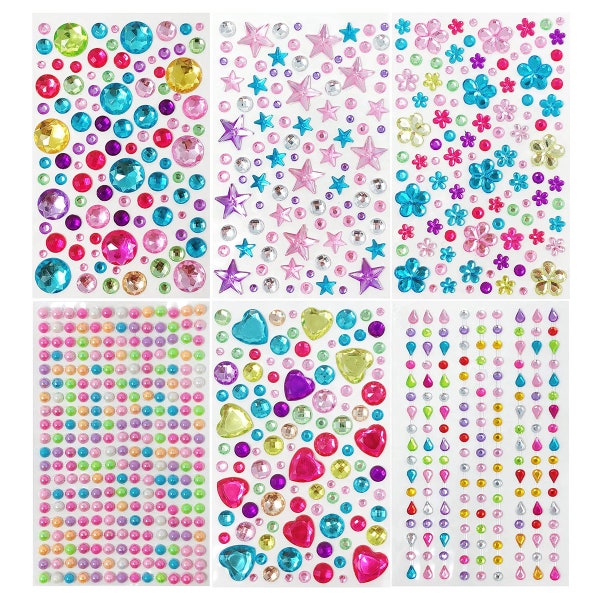 Gem Sticker Rhinestone Acrylic Self Adhesive Crystal 3D Gem Crystal Stickers Rhinestone Stickers Jewel Stickers Jewel Stickers Large Gems