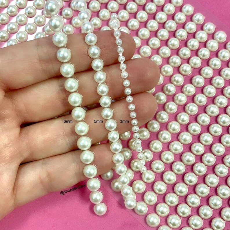 3mm 4mm 5mm 6mm Pearl Stickers Pearl Rhinestones Pearl Etsy