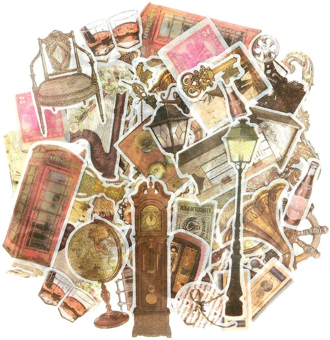 60 Vintage Washi Stickers Antique Style Stickers Antique Stickers
