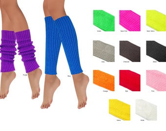 Women's Acrylic Ribbed Leg Warmer 80's Style Leg Warmer Winter Legging Fluorescent Leg Warmer for Boots Neon Leg Warmer 80's Costume