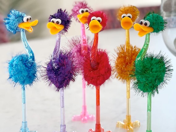 6 Ostrich Novelty Pens Ostrich Ballpoint Pens Bird Party Favor