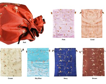 Silk Lingerie Bag | Embroidered Silk Travel Bag | Silk Intimate Bag | Travel Laundry Bag | Lingerie Travel Laundry Bag | Silk Bag